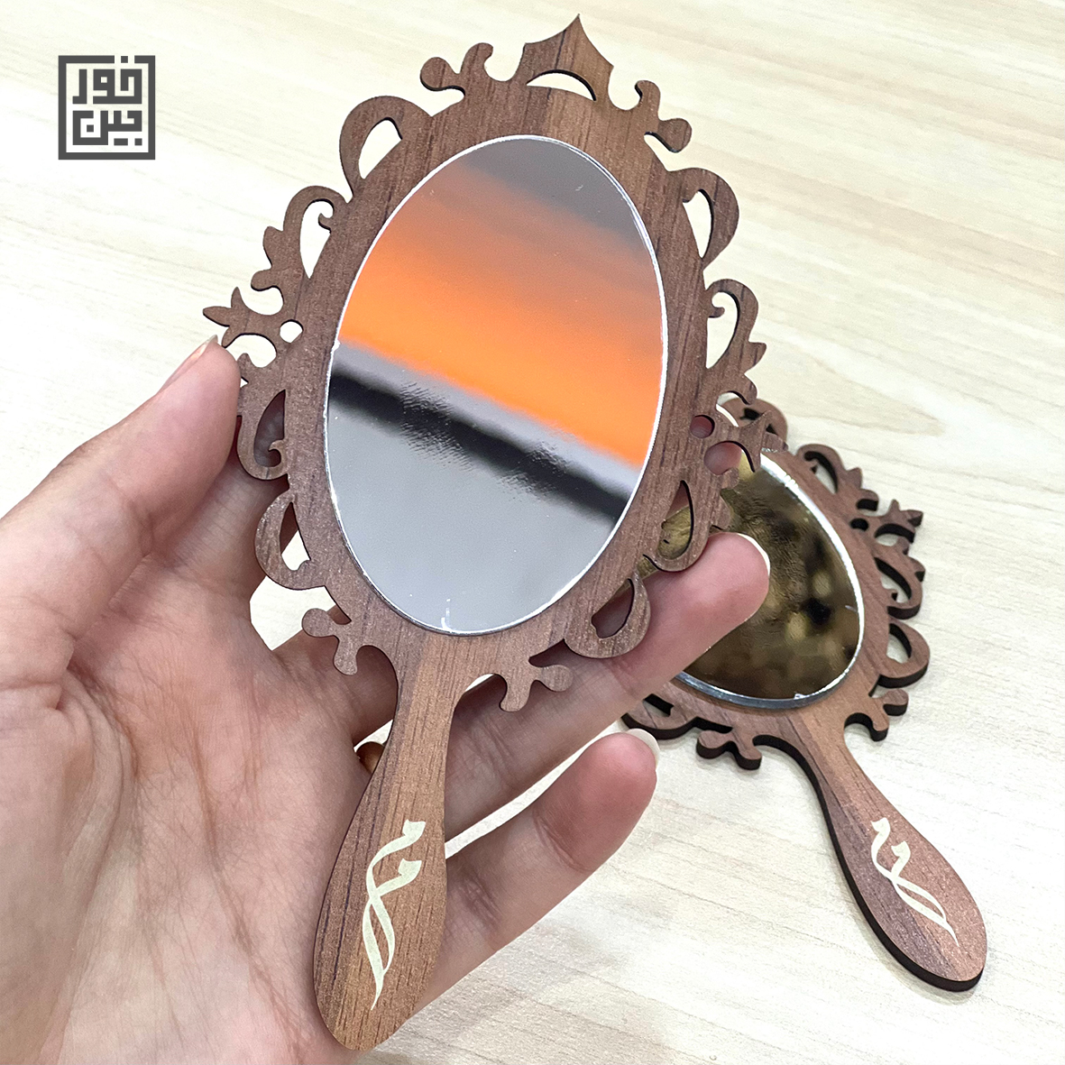 آینه چوبی طرح بوته